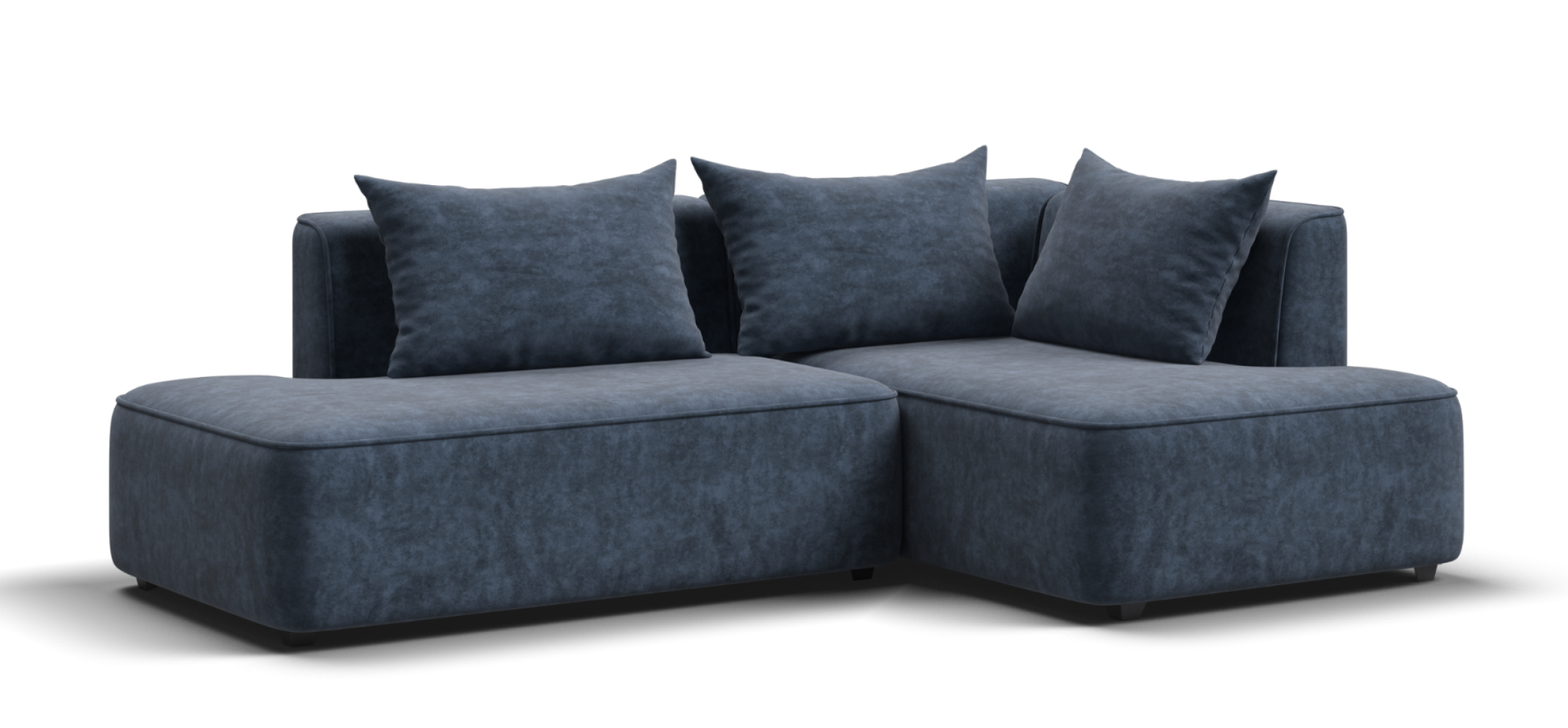 Угловой диван правый Кинг Твин Велюр Роял синий