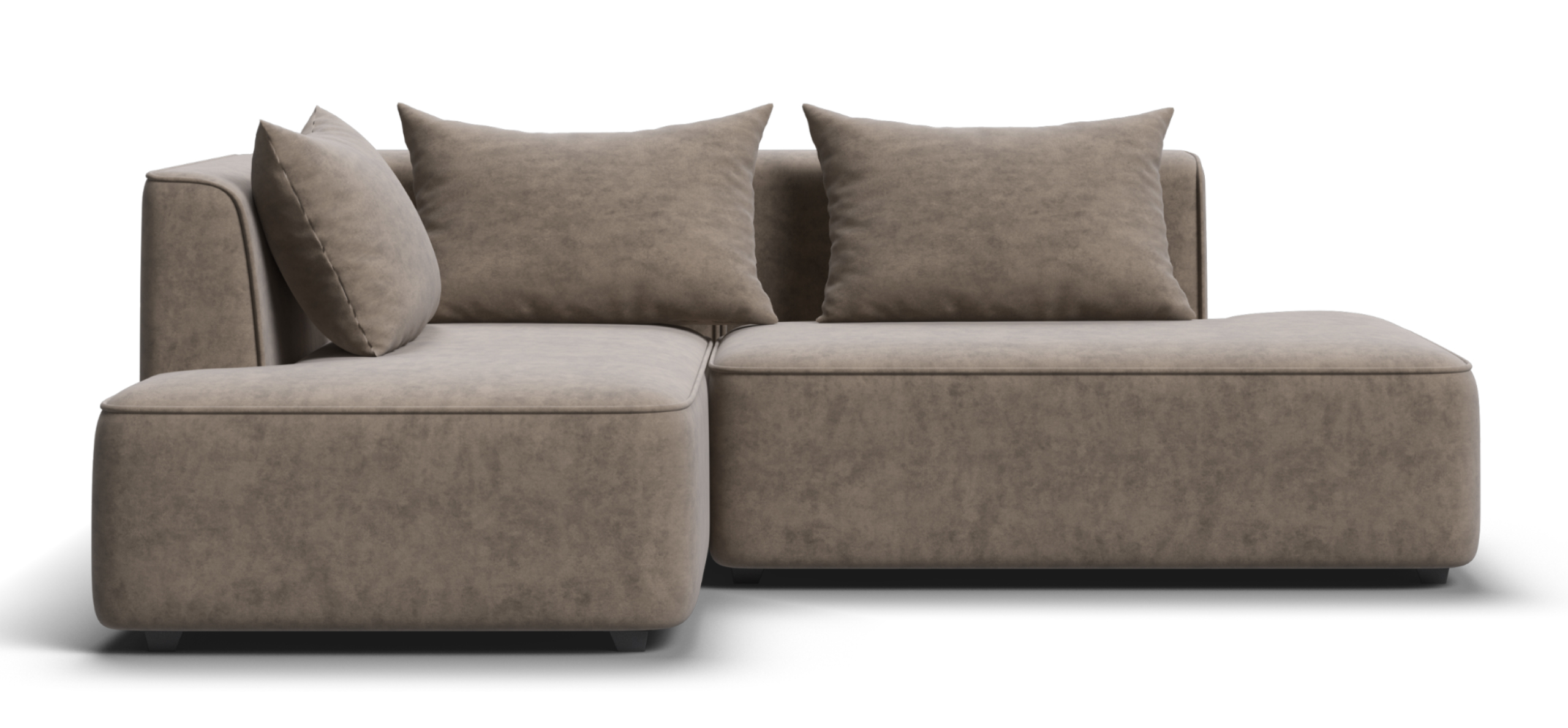 Угловой диван левый Кинг Твин Велюр Роял тауп