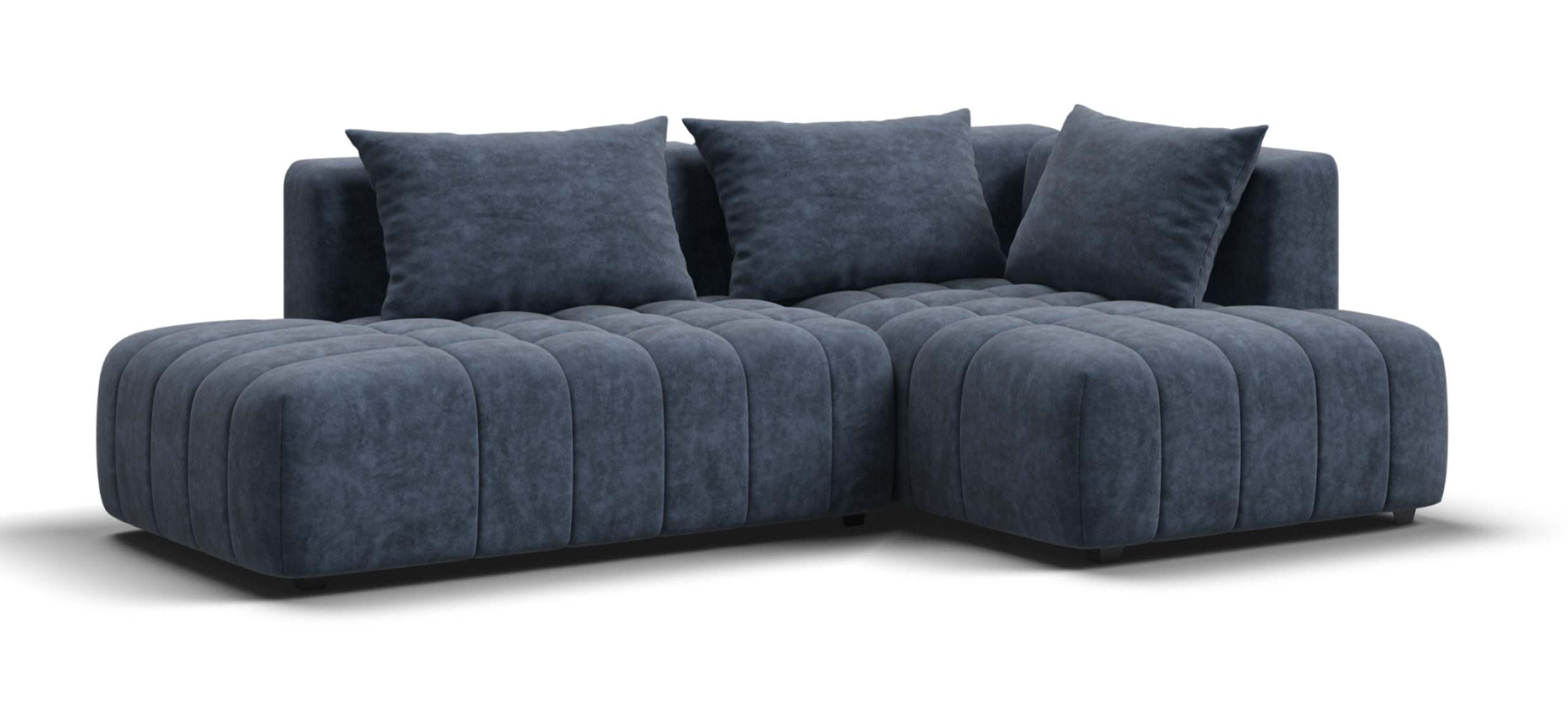 Угловой диван правый Босс Твин Велюр Роял синий