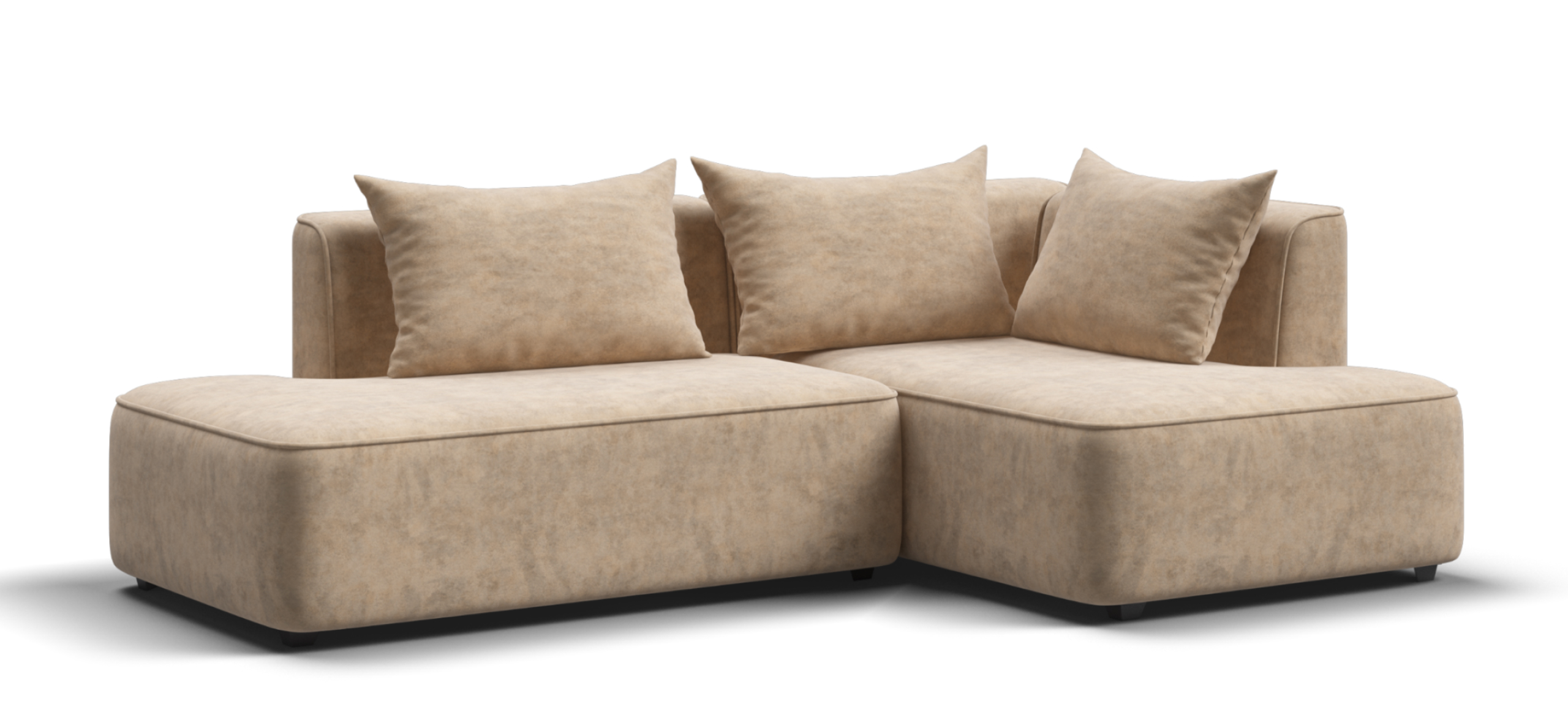 Угловой диван правый Кинг Твин Велюр Роял шампань