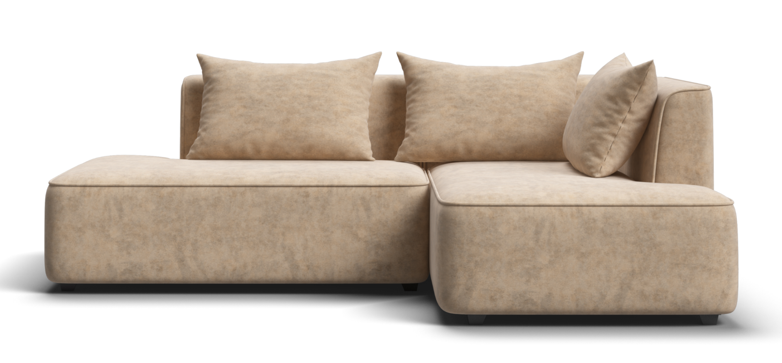 Угловой диван правый Кинг Твин Велюр Роял шампань