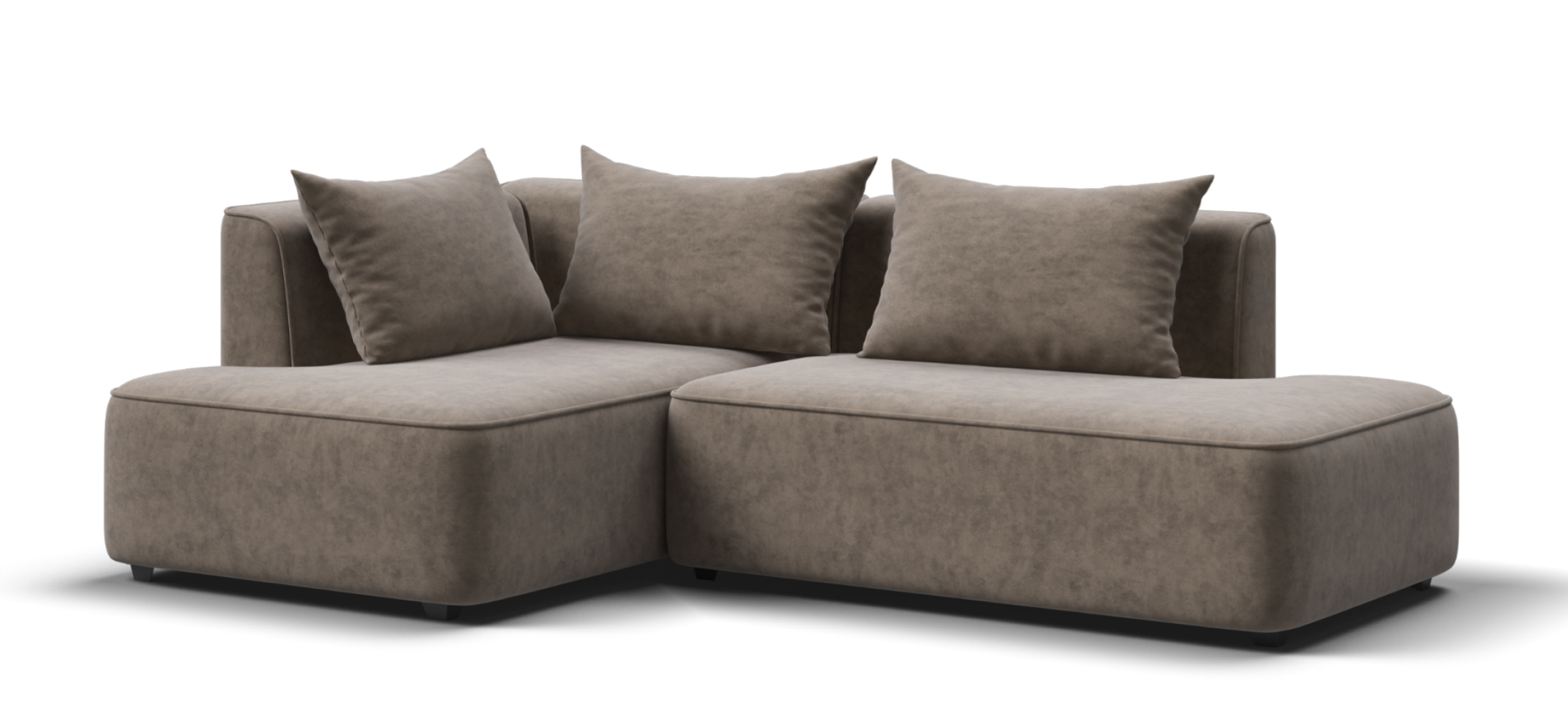 Угловой диван левый Кинг Твин Велюр Роял тауп