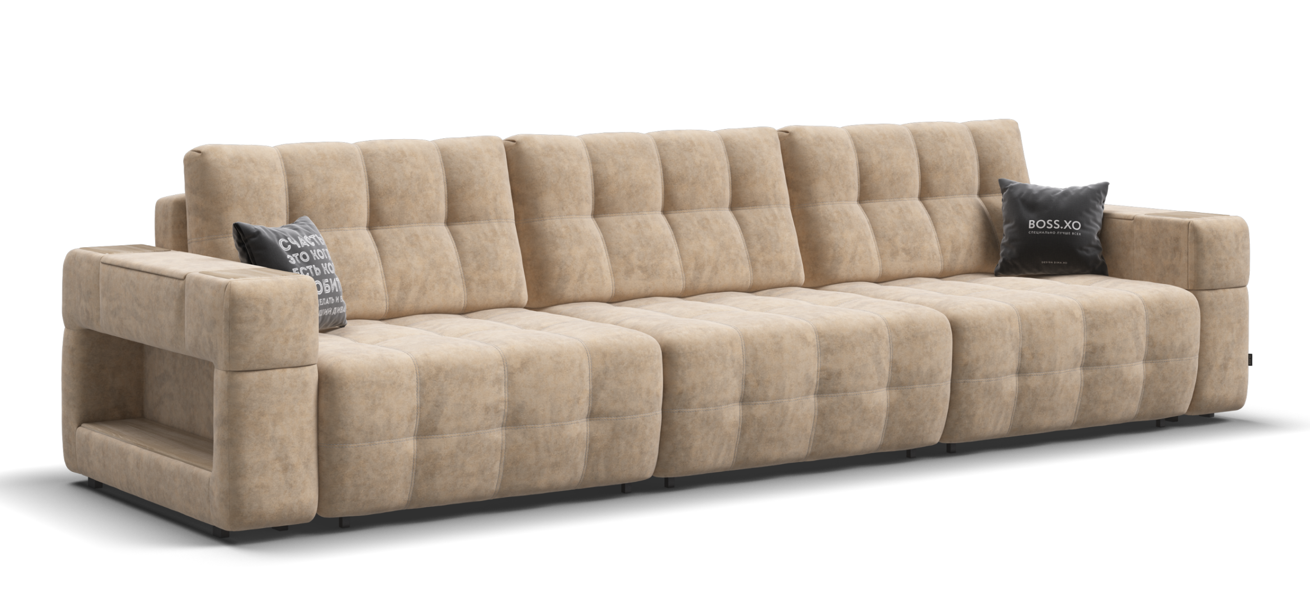 Диван Босс ХО Макс Велюр Роял шампань / Снежная Сонома