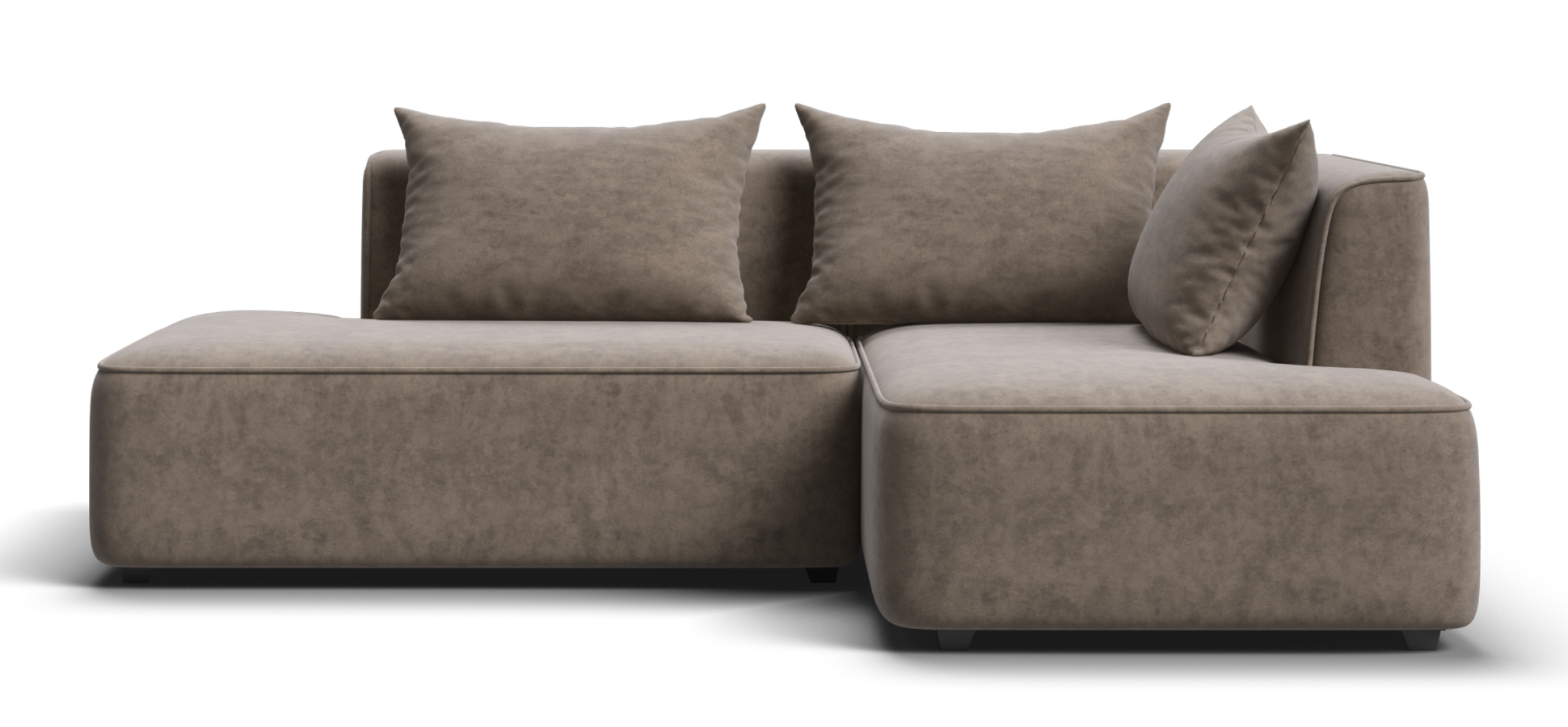 Угловой диван правый Кинг Твин Велюр Роял тауп