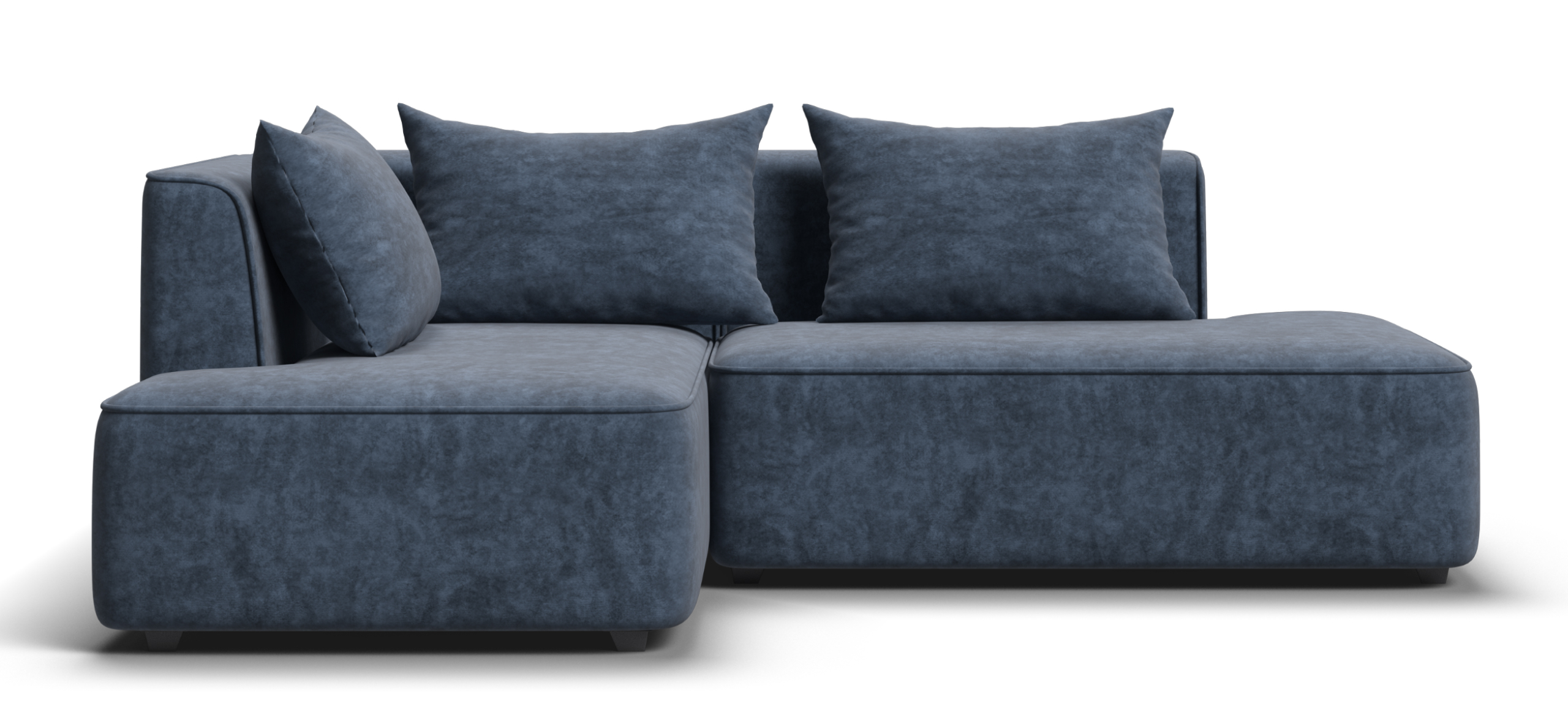 Угловой диван левый Кинг Твин Велюр Роял синий