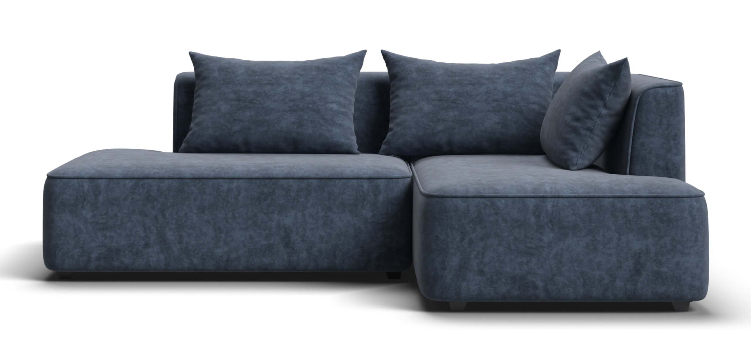 Угловой диван правый Кинг Твин Велюр Роял синий