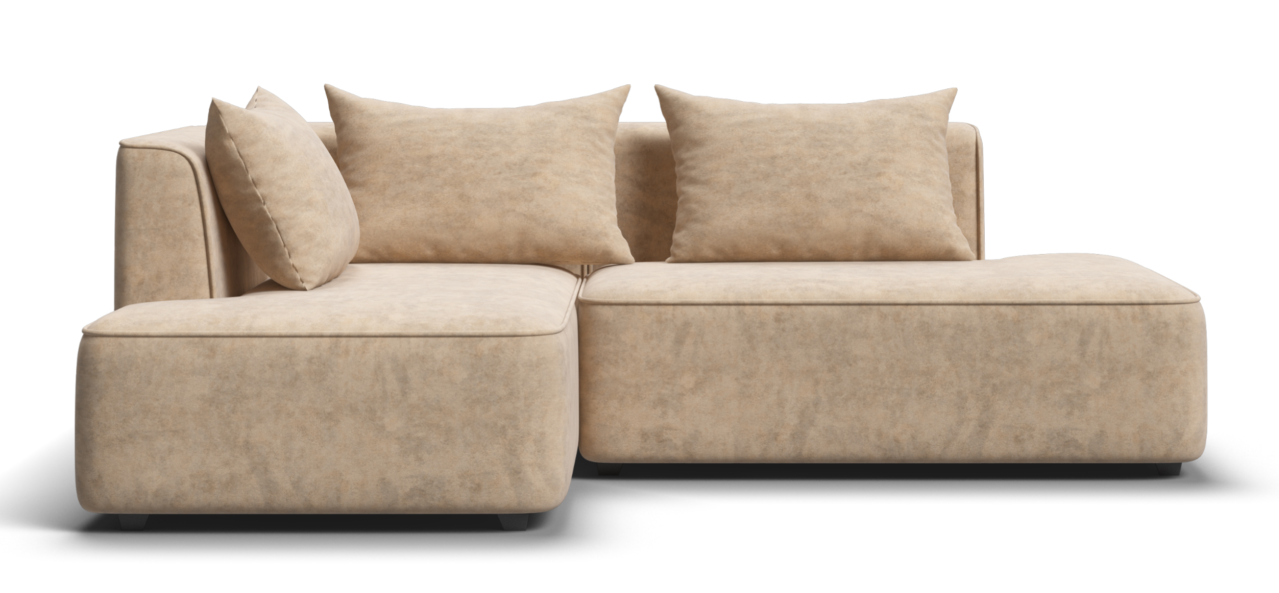 Угловой диван левый Кинг Твин Велюр Роял шампань