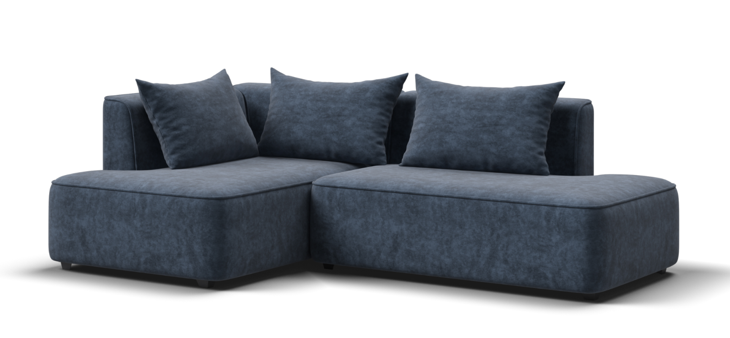 Угловой диван левый Кинг Твин Велюр Роял синий