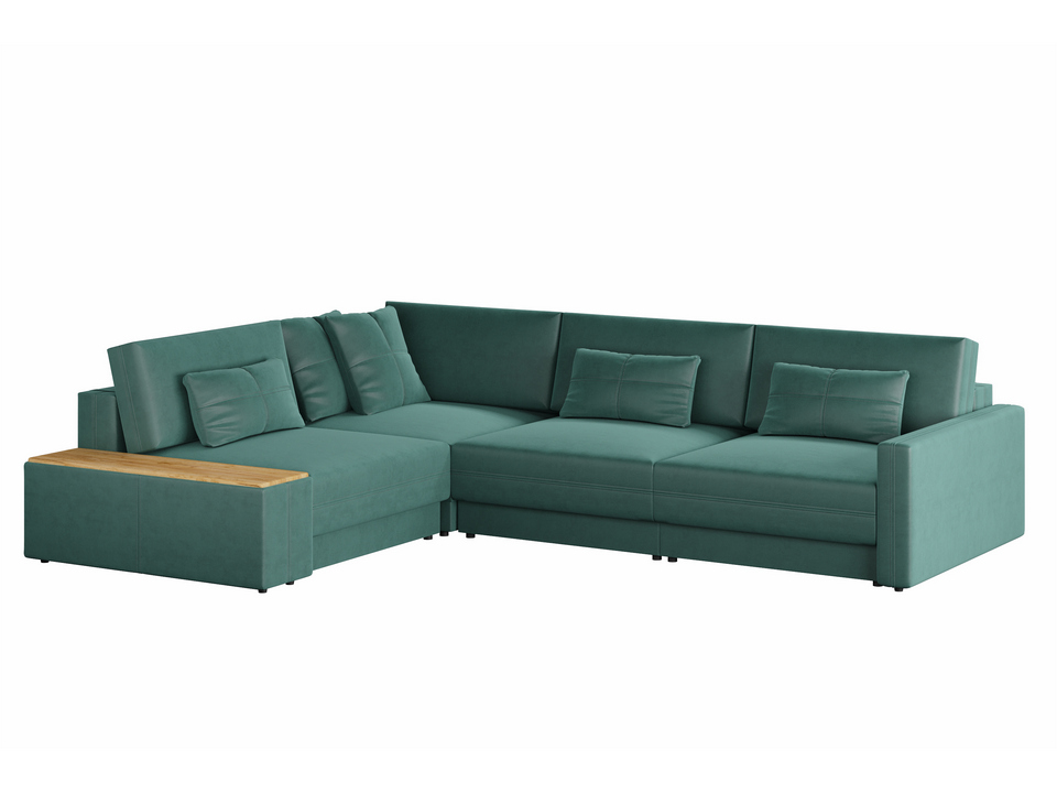 Орматек Угловой диван-кровать Tokio Middle (Ткань: Велюр Clever 22 зеленый) 157x296