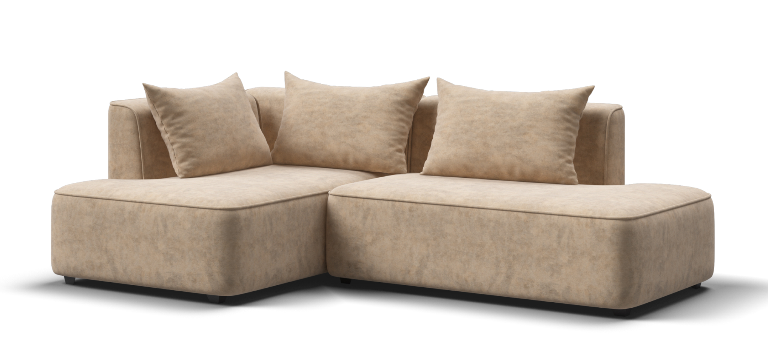 Угловой диван левый Кинг Твин Велюр Роял шампань