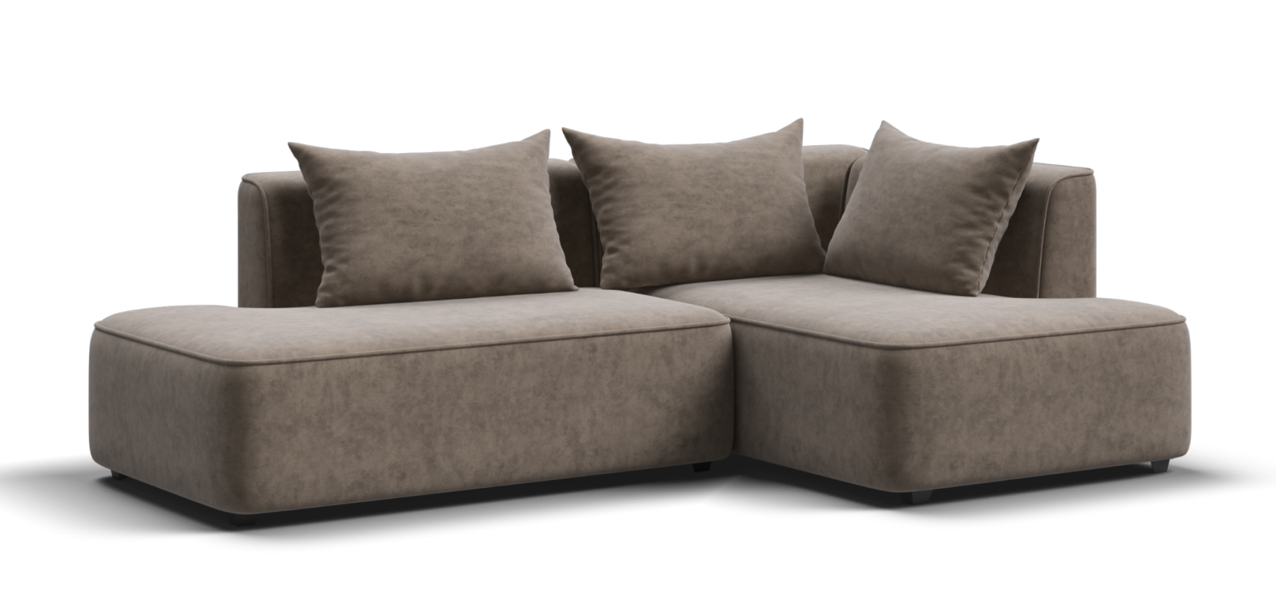 Угловой диван правый Кинг Твин Велюр Роял тауп